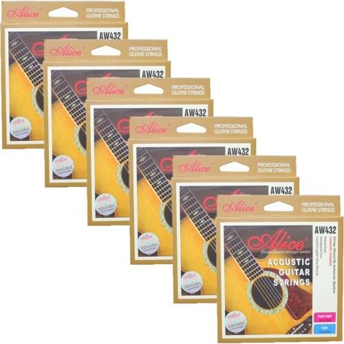 6Sets Alice Acoustic Guitar Strings Colorful Ball-end Hexagonal Core Coated Copper Alloy Wound AW432P
