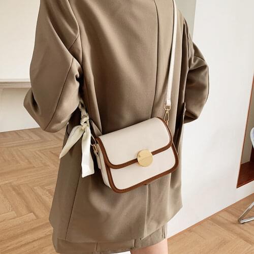 Crossbody Bag Designer Shoulder Bag Female Handbag Women Bag All-match Ribbon Fashion 2021 New Trend PU Leather Contrast Color