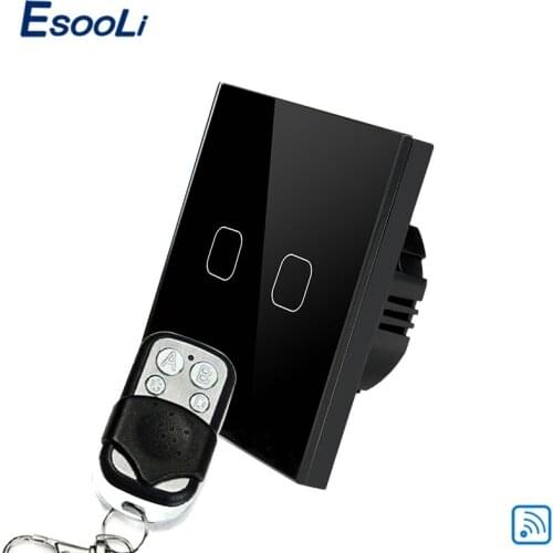 Smart home switch Touch Switch Remote Control Wall Light Switch 2 Gang 1 Way White Crystal Glass Touch Panel Waterproof power