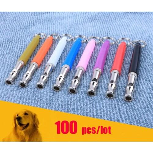 100Pcs/lot High quality Adjustable Pet Dogs Whistle Anti Bark Ultrasonic Sound Dogs Training Flute Interactive Pets Supplies