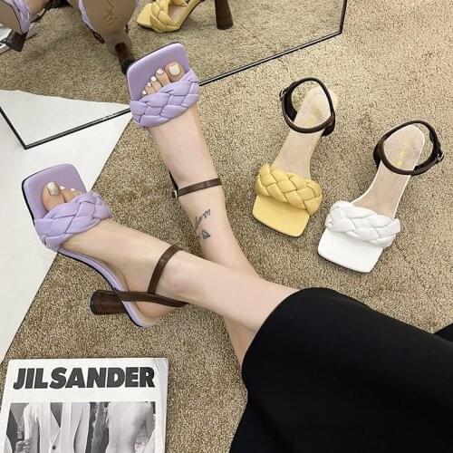 RZSMTYA New Women High Heel Sandals Wove Shoes Strange Heel Party Shoes for Women Fashion Cool Ladies Footwear