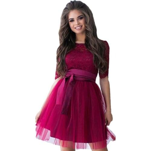 3 Color Lace Mesh Half Sleeve Fluffy Waist Bandage Princess Womens Summer Sundresses y2k Sweet Ball Gown Dress Lady