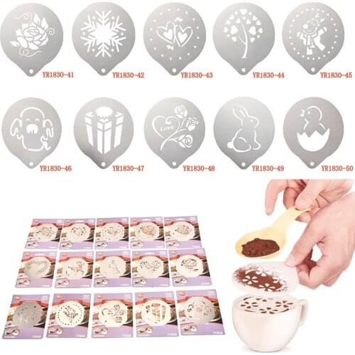 1pc 304 stainless steel Coffee Printing Template Spray Stencil Set DIY Fondant Cake Biscuits Decoration Tools Drink Decor
