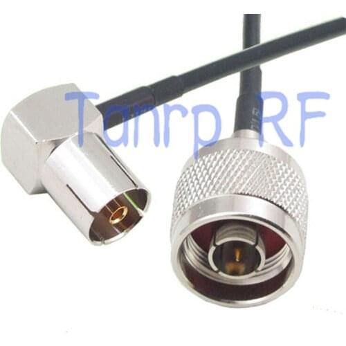 10pcs 6in TV female right angle to N male plug RF connector adapter 15CM Pigtail coaxial jumper RG174 extension cable