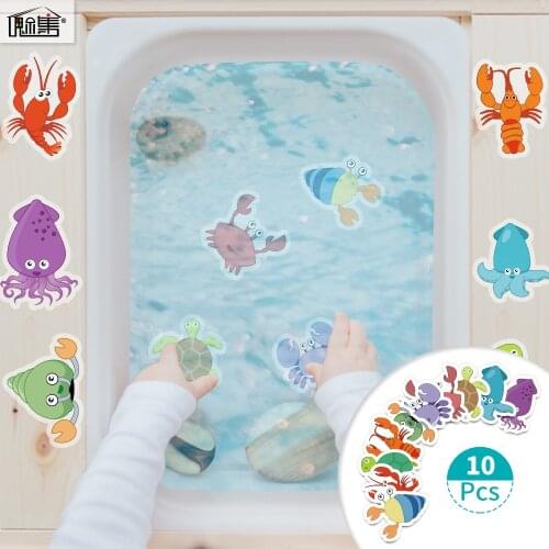 10 Pieces Happy Coast Cartoon Children Bath Toy Decal Baby Cute Non-slip Bathtub Sticker Bathroom Wall Decor