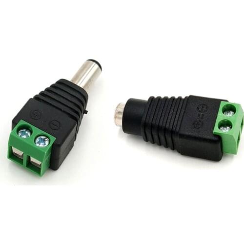 10pcs Male Female DC Connector 5V-38V 5.5 x 2.1mm Power Jack Plug Solderless 5050/2835/5730 Led Strip Power Adapter Accessories