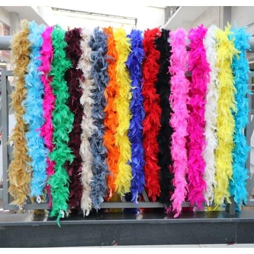 2Meters Super Thicken Chandelle Turkey Feathers Boa Trim 80g Scarf/Mardi Gras Boas Dress White Pheasant Feathers for Crafts