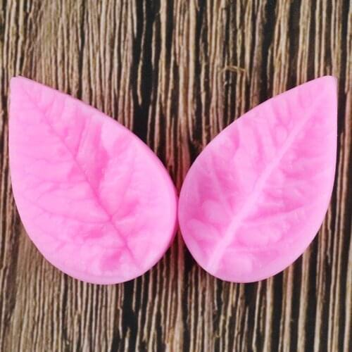 2PCS Set Leaves Silicone Mould Candy Polymer Clay Molds Fondant Silicone Cake Molds Flower Making GumPaste Rose Leaf Tools