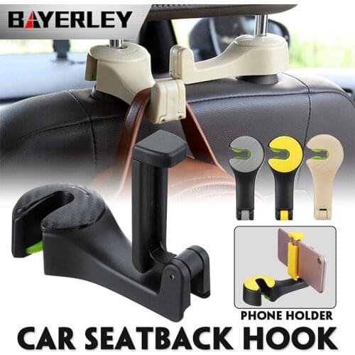 1Pcs Car Back Seat Stand Headrest Hanger Hooks Clips Phone Holder 2 in 1 Automobile Interior Accessories Hooks
