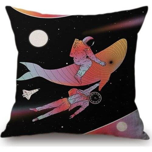 2018 Creative Astronaut Outer Space Traver Mar Cotton Linen Sofa Throw Pillow For Home Decoration Chair Seat Cushion Cover Cases