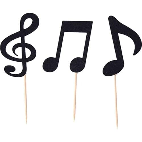 30 Pcs Music Notes Themed Cupcake Topper Paper Cake Inserts Card Wedding Cake Topper Decoration
