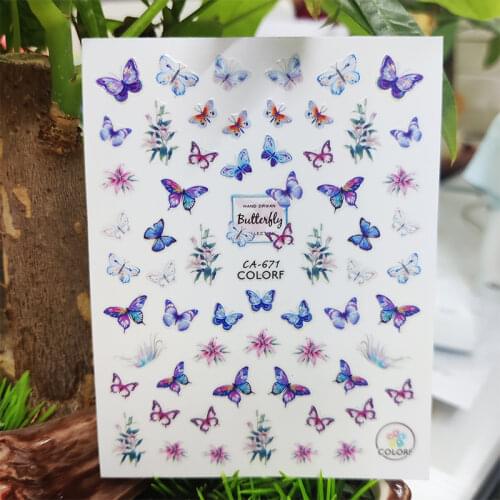 3D Stickers for Nails Beautiful Butterfly Flower Grassf Nails Art Decoration Manicure Sticker Slider Nail Foil Accessories