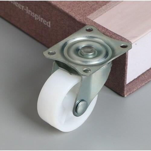 4 Pcs White 1.25" Single Wheel Light Duty Swivel Plate Plastic Rectangle Top Plate Move Flexible Light Duty Caster Wheel