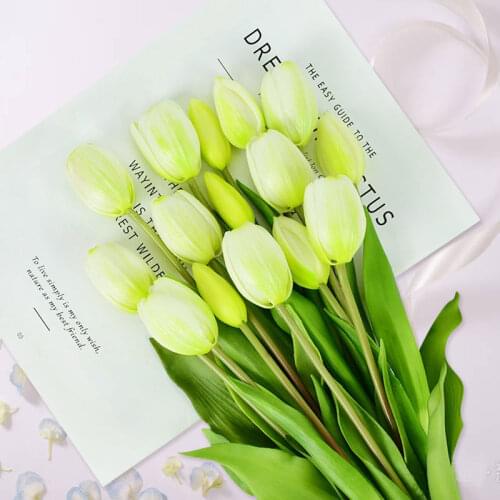 5pcs/lot Tulips Bouquet Decorative Silicone Real Touch Artificial Flowers Living Room Birthday Party Wedding Decor Fake Flower