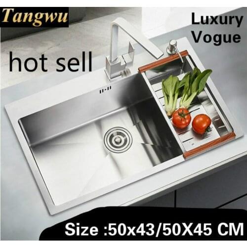 Free shipping Home vogue small kitchen manual sink single trough wash vegetables 304 stainless steel 500x430/500x450 MM