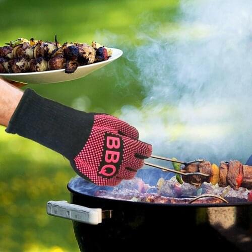 One Piece BBQ Gloves High Temperature Resistance Oven Mitts 500 800 Degrees Fireproof Barbecue Heat Insulation Microwave Gloves