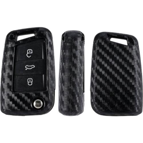 For Skoda Octavia Kodiaq Karoq For SEAT Ateca Leon Ibiza 2015 Silicone Carbon Fiber Key Case Cover For VW Polo Golf 7 Tiguan