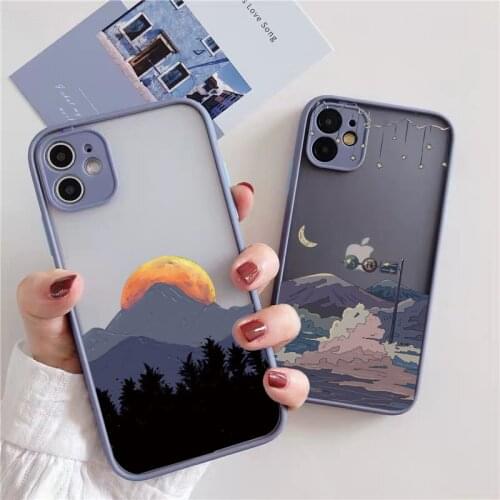 Hand-painted Landscape Scenery Phone Case For iphone X XS MAX XR 12 mini 11 pro max 6s 7 8 Plus SE 2020 Hard Back Cover Fundas
