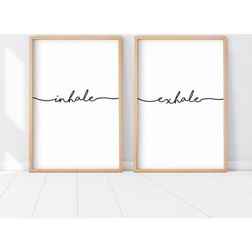 Black White Inhale Exhale Wall Art Canvas Painting Minimalist Prints Printed Posters and Pictures for Bedroom Home Decor