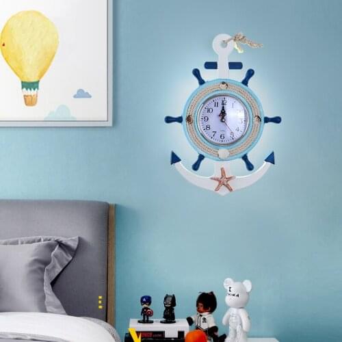 Childrens Room Wall Lamp Boy Bedroom Bedside Light American Aisle Stair Rudder Cartoon Wall Lamp Decoration Clock Wall Sconces