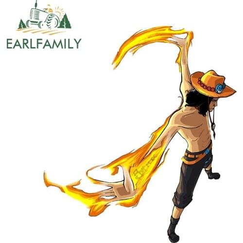 EARLFAMILY 13cm x 11.4cm for One Piece Portgas D Ace Car Sticker Anime Decal Car Accessories Skateboard Motorcycle DIY Goods