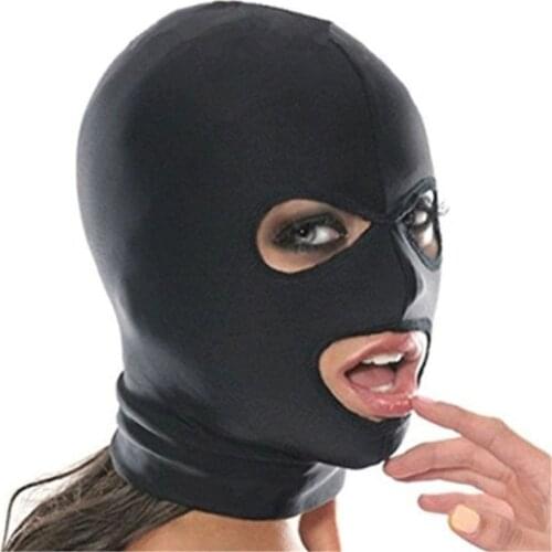 Fetish Mask Hood Sexy Toys Open Mouth Eye Bondage Party Mask Cosplay Slave Punish Headgear Adult Game BDSM Bondage Set