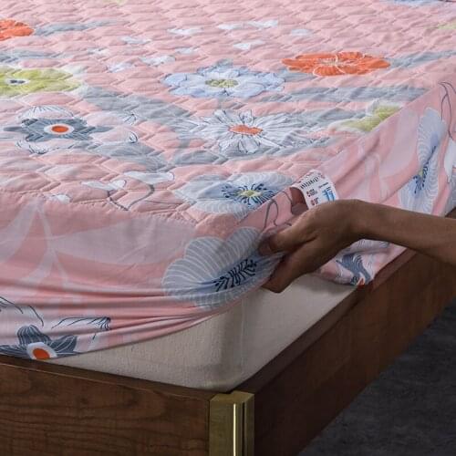 Cotton Thickened Fitted Sheet One-Piece Pure Cotton Quilted 1.8 M Fitted Sheet Simmons Mattress Cover Non-Slip Fixed
