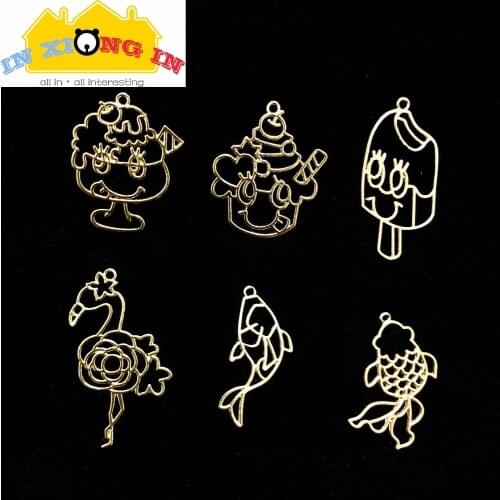 Kawaii Popsicle Charms DIY Resin Ice Cream Bezels Pendant UV Resin Jewelry Accessories Flamingo Goldfish Hollow Frame Craft Tool