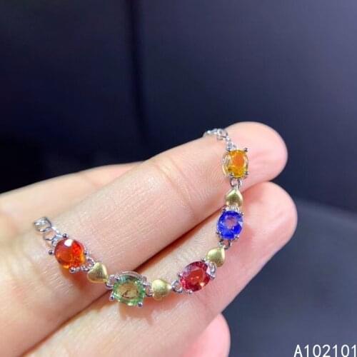 KJJEAXCMY fine jewelry S925 sterling silver inlaid natural color sapphire Girl luxury hand Bracelet Support test hot selling