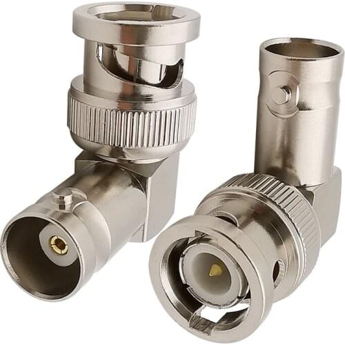 2Pcs L-Shape BNC Type Cable Connector BNC Male Plug to BNC Female Jack Right Angle 90 Degree RF Coaxial Coax Adapter Connector