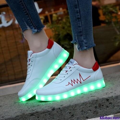 Men Women Unisex Sneakers Adults Neon Basket Usb Colorful Glowing Led Shoes Male With Lights Up Luminous Casual Shoes With Light