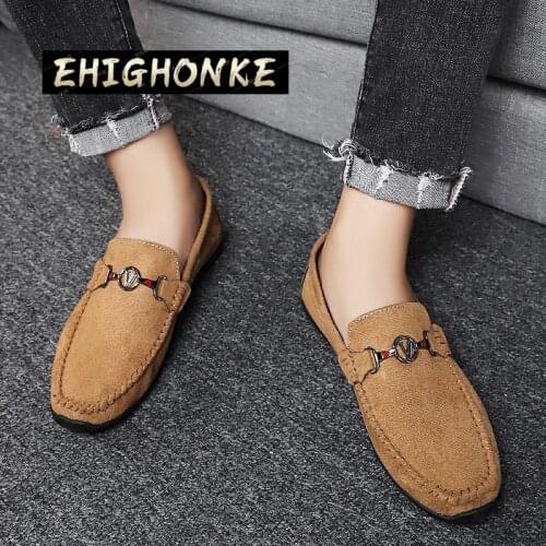 Mens classic loafers leather luxury designer spring and summer mens loafers suede fashion casual mens flat light driving y54