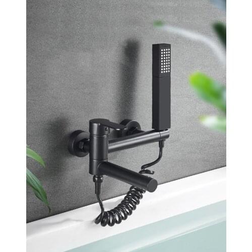 Bathtub Faucets Matte Black Chrome Single Lever Bathroom Shower Faucets Set Faucet Mixer Black Mixer Set Crane