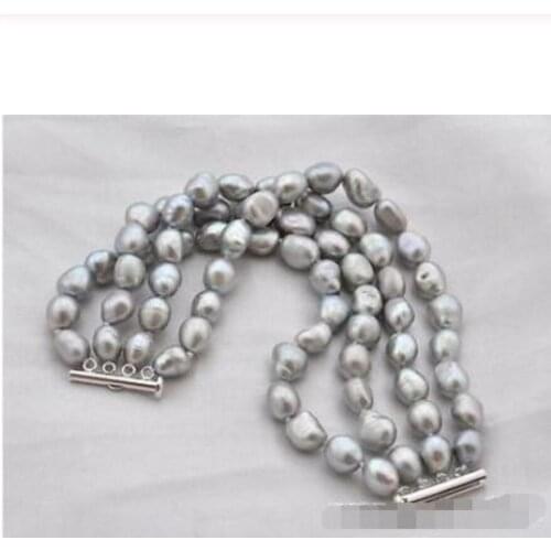 New hot 4strands 8"12mm baroque gray freshwater pearl bracelet