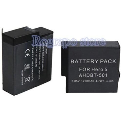 New 3.85V 1220mAh AHDBT-501 AHDBT-601 Replacement Battery For GoPro Hero5 Hero 6 7 go pro hero 5 6 7 action Camera+gift