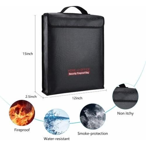 Fireproof Fire Resistant Document Bag Envelope Pouch For Passport Money Files