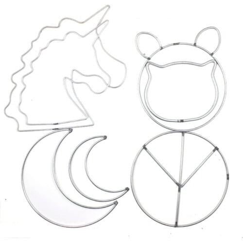 REGELIN Unicorn Moon shapeMetal Craft Hoops Metal Dream Catcher Dreamcatcher Ring Macrame DIY Wind Chime Hanging Decor Accessory