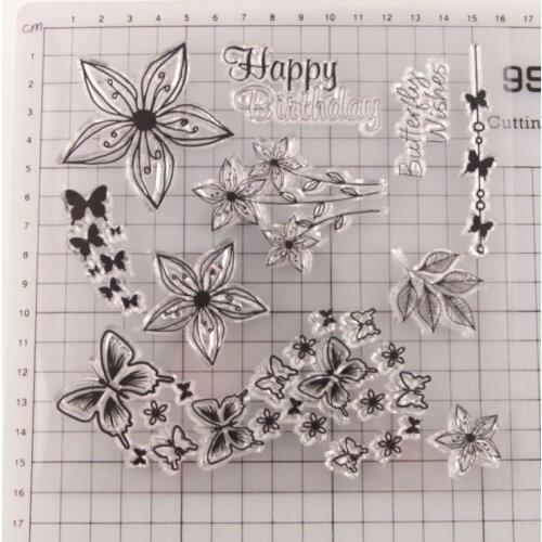Reunion Flowers Butterfly Scrapbooking Card Album Paper Craft Rubber Roller Transparent Silicon Clear Stamp