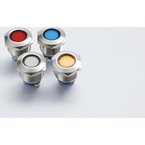 YHJ series 16mm waterproof Momentary flat screw metal push button switch