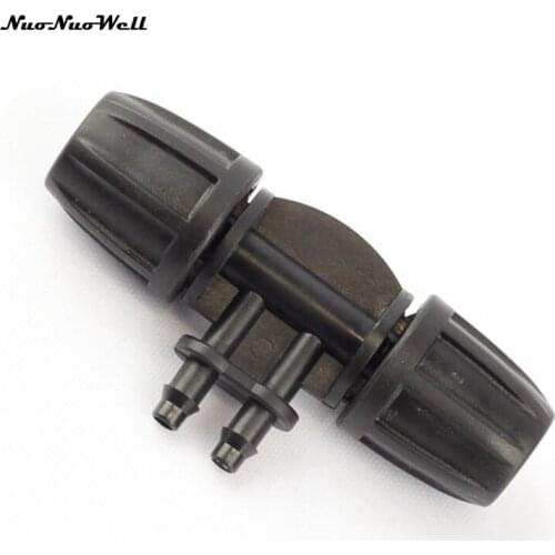 6cs NuoNuoWell 8/11mm to 4/7mm Hose Barbed 4 Ways Thread Lock Reducing Connector Micro Drip Irrigation System Water Splitters