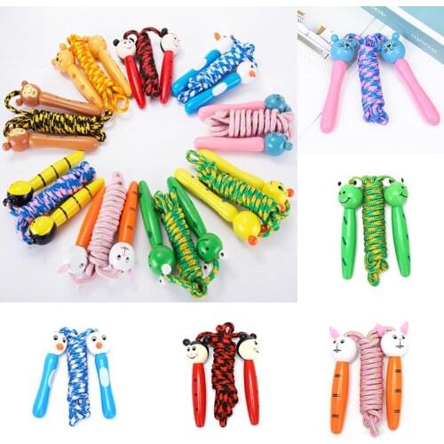 2M 10Colors Kids Jump Ropes Wood Handle Sport Bodybuilding Fitness Lovely Cartoon Skipping Ropes