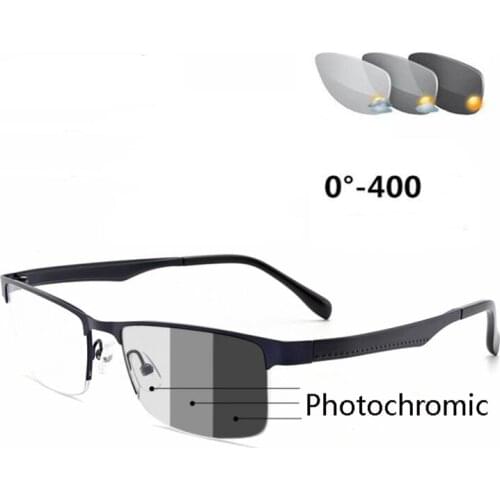 Sun Photochromic Square Shortsighted Eyeglasses Finished Half Frame Chameleon Prescription Spectacle Men -50 -75 To -400
