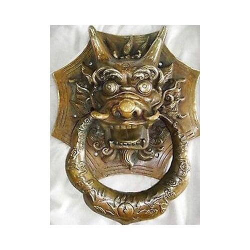 AMAZING BIG Chinese brass door knocker with dragon carved Garden brass copper Decoration real Brass