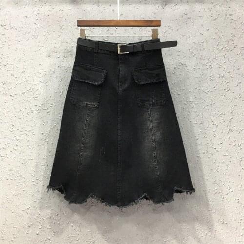 Women Summer Pockets Mini Jeans Skirt Ladies Korean Style Black Casual High Waist Denim Skirts Jupe Femme Faldas Plus Size 5XL