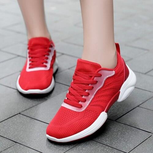 Tenis Feminino Women Tennis Shoes Black red Breathable Wear-resistant Fitness Sport Shoes tenis Outdoor Basket Femme Sneakers