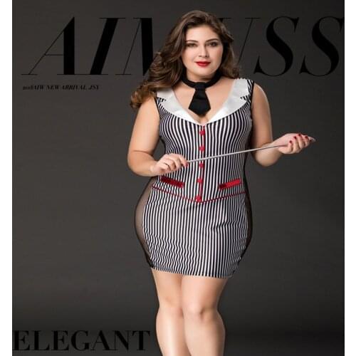 4 Piece Womens Plus-Size Sexy Teacher Costumes Set Sexy Lace Mesh of Dance Cosplay Outfit