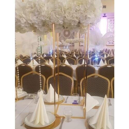 Gold Flower Vase 100CM / 39.4" Tall Column Stand Metal Road Lead Wedding Table Centerpiece Flower Rack Event Party Decoration