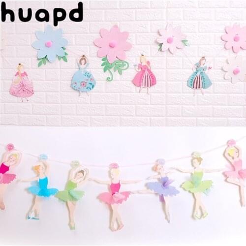1set dancing girl fairy tale banner garland happy birthday girl birthday banner animal birthday party decoration