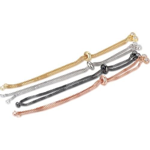 1pcs Brass Simple Adjustable Rose Gold Bracelet 1.2x240mm Chain Jewelry Making Diy Charms Chains Accessories Finding Connector