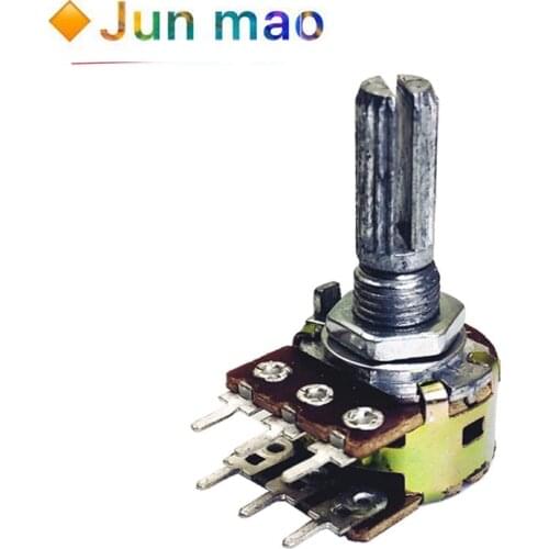 1pcs WH148 B1K B2K B5K B10K B20K B50K B100K B500K 6Pin 20mm Shaft Amplifier Dual Stereo Potentiometer 1K 2K 5K 10K 50K 100K 500K